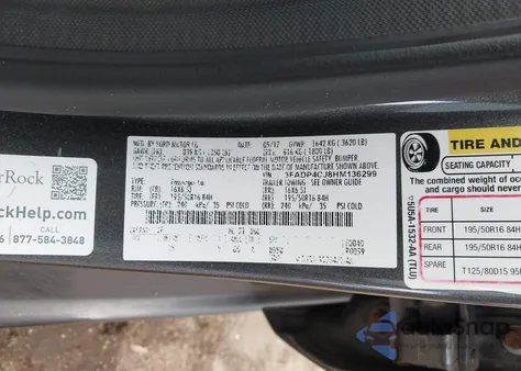 2017 Ford Fiesta Titanium z USA, uszkodzony, nr VIN 3FADP4CJ8HM136299